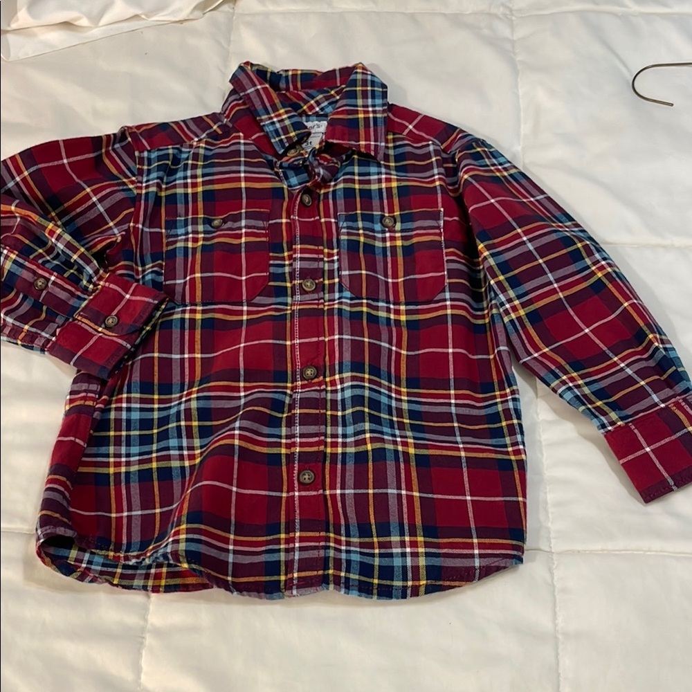 Carter’s 3T Red Plaid Long-Sleeve Button Down